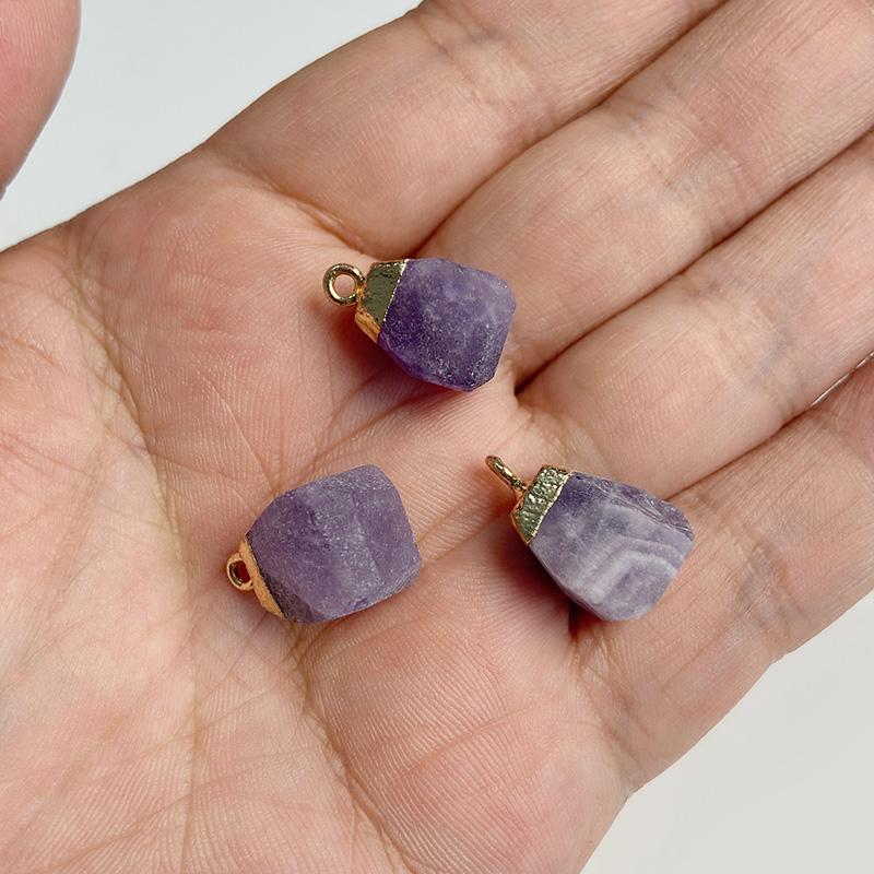Natural Slice Stone Amethysts Purple Pendant Quartz Crystal Irregular Charm For Handmade Jewelry Making Necklace Earring Diy