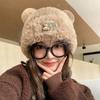 Warm Y2K Bear Ear Hat Cute Beanies Caps Fashion Winter Plush Bear Hat  Women