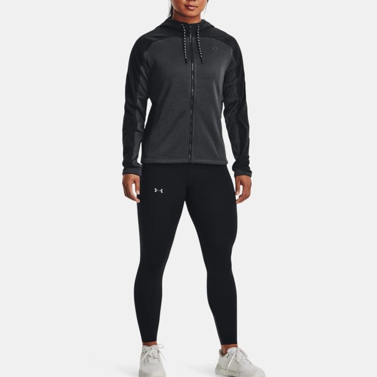 Under Armour Color Block Hooded Casual Sports Jacket Women Jacket Black 1375127-001