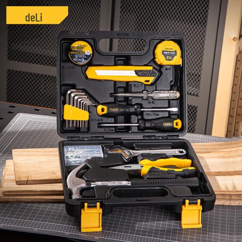 Deli 19-Piece Household Manual Tool Kit CN plug (adapter included)