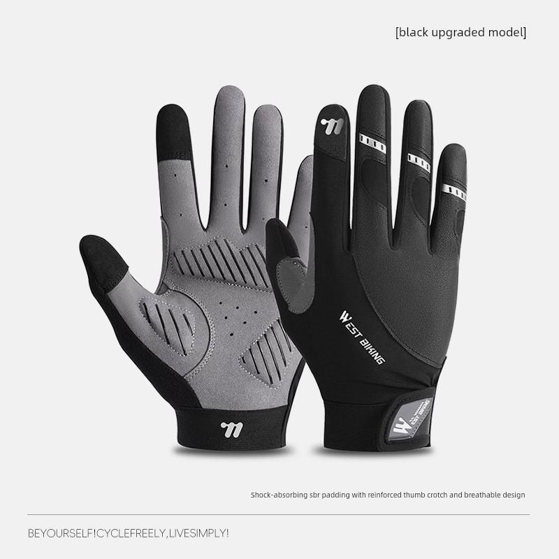 West Rider Mountain Bike Cycling Gloves Autumn and Winter Shock Absorbing Anti-Slip Long Finger Gloves Road Bike Sports Full Finger Gloves