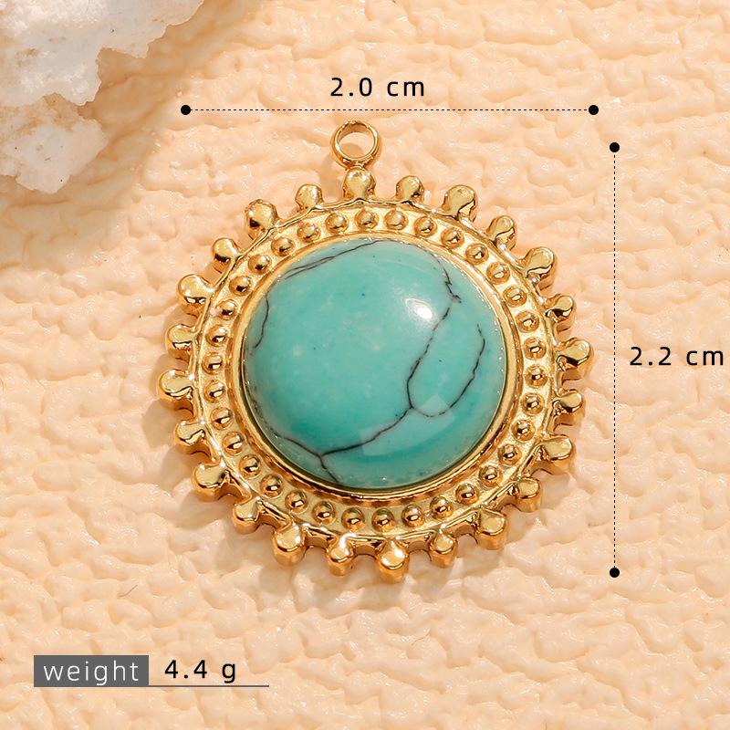 European & American Cross Turquoise Necklace Earrings Pendant Sunflower Charms DIY Sweater Chain for Women
