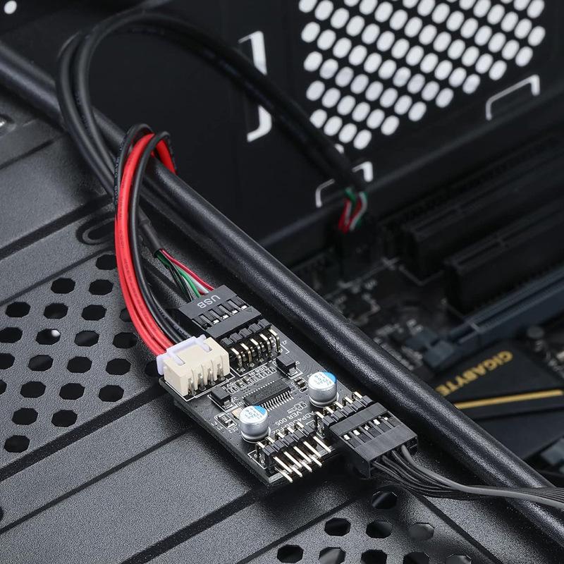 Adaptador DuPont USB 1 a 2 para Placa Base, Interfaz USB 2.0 de 9 Pines a Doble 9 Pines, En Stock
