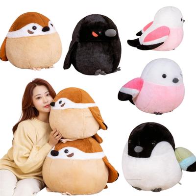 Simulation 35/40cm Cute Sparrow Crow Plush Toy Fat Round Stuffed Bird Animal Doll Pillow Soft Lifelike Bird Baby Christmas Gifts