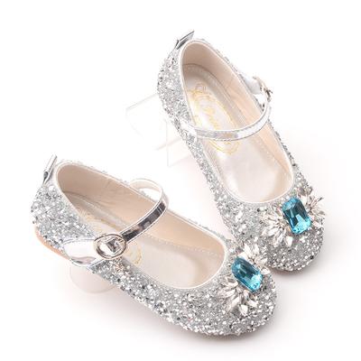 Sapatos de Princesa de Cristal para Crianças Novos para Primavera e Outono Sapatos Individuais para Meninas Pequenas Sapatos de Couro para Bebês