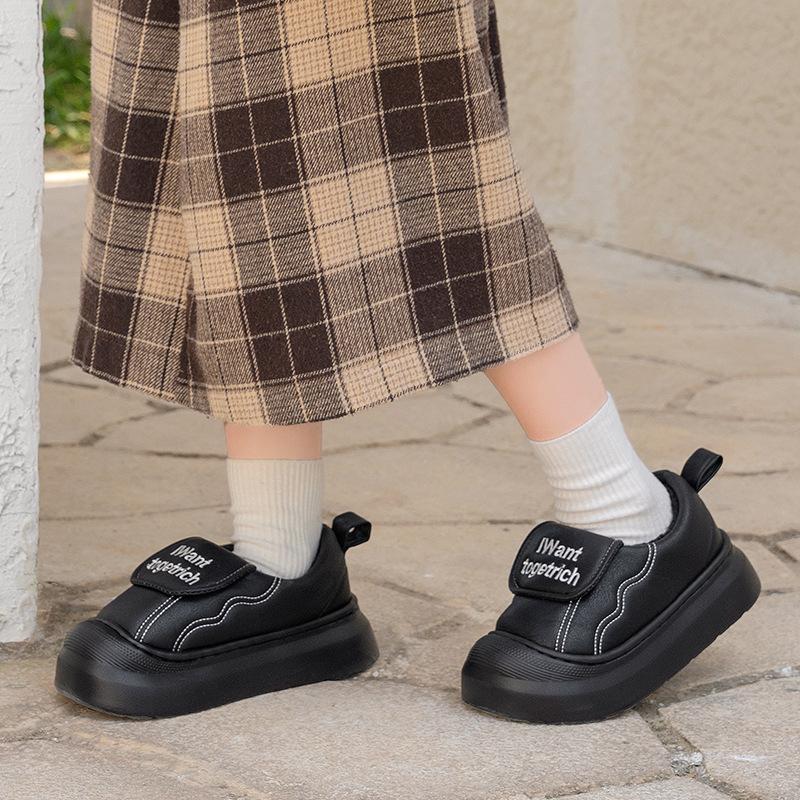 Waterproof cotton slippers, super warm thick-soled non-slip velvet warm and fashionable leather bag head cotton shoes for winter wear