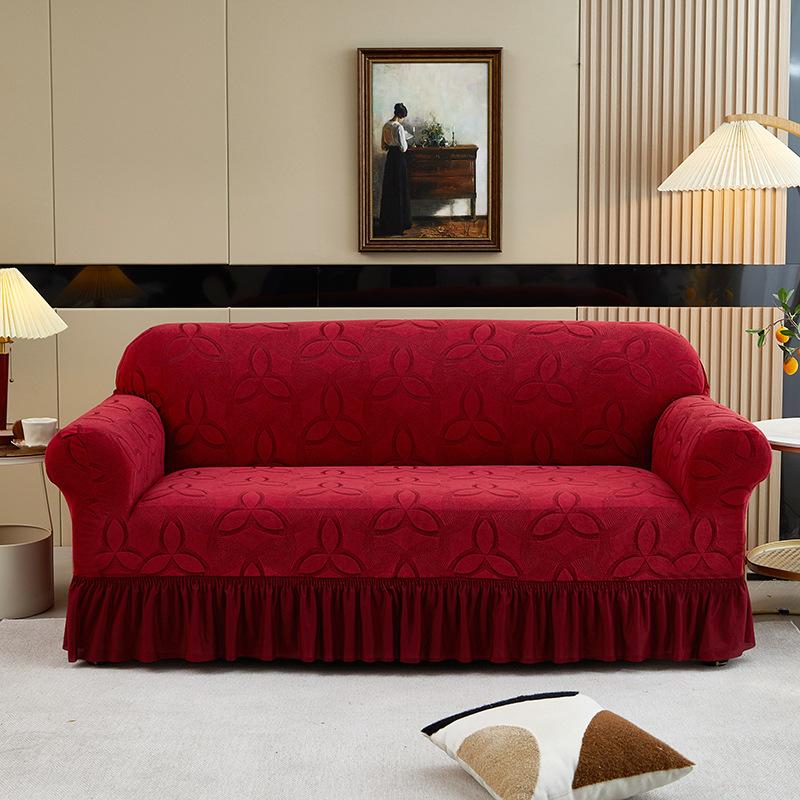 Knitted Sofa Cover All-Inclusive Thickened Non-Slip Skirt Sofa Cover Cushion Cover Four-Season Elastic Dust Cover