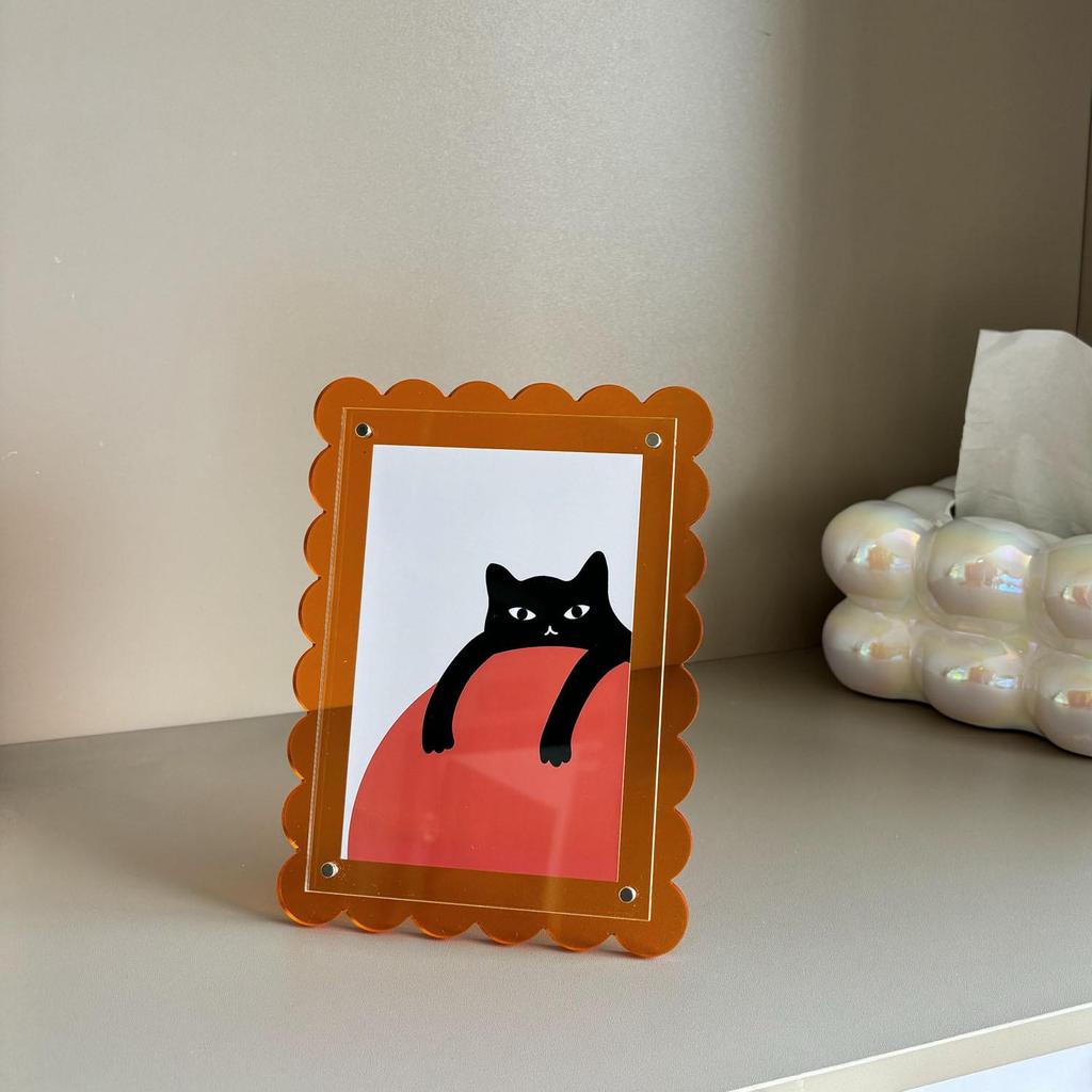 Bunter acrylfarbener Wellen-Magnet-Fotorahmen für den Tisch