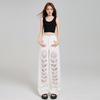 Women's High-Waisted White Ripped Wide-Leg Jeans - Autumn Spicy Girl Design, Loose Floor-Length Pants
