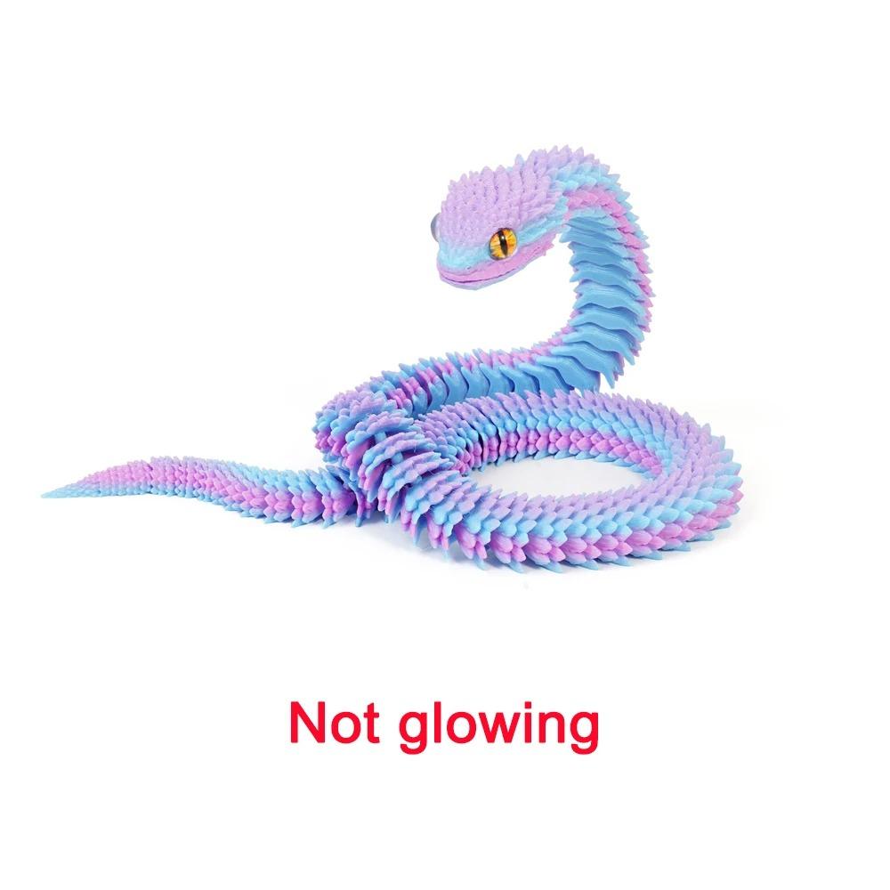 30cm 3D Printed Snake  Luminous Movable Joint Simulation Snake Figurine Multicolor 3D Printing Model Snake Ornament Creative Home Office Desktop Decor
