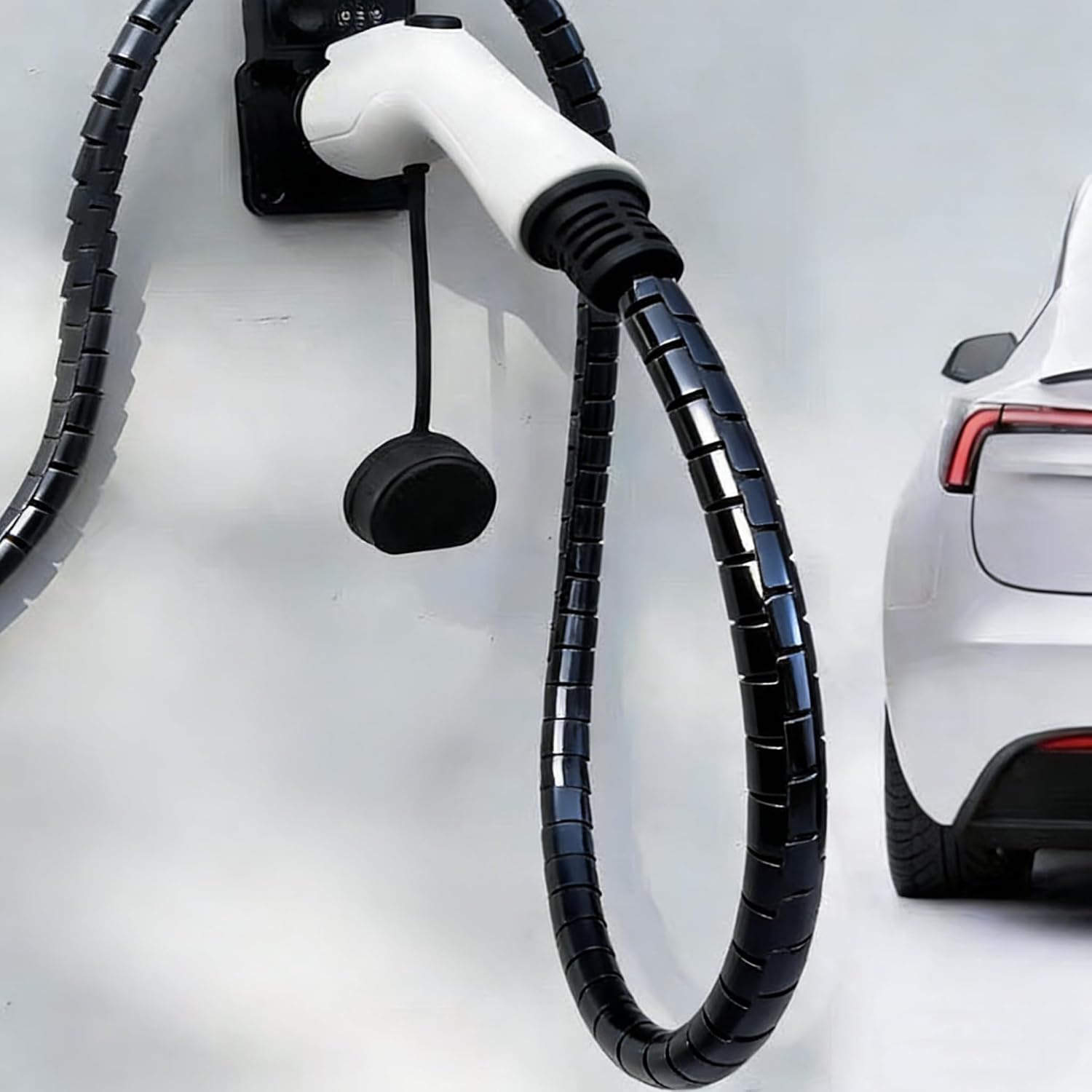 

EV Charger Cable Protector 26FT, 7/8 inch Car Charging Cable Flexible Wire Covers Cord Protectors- Durable and Anti-Wear, Prevents Pet Chewing, Door