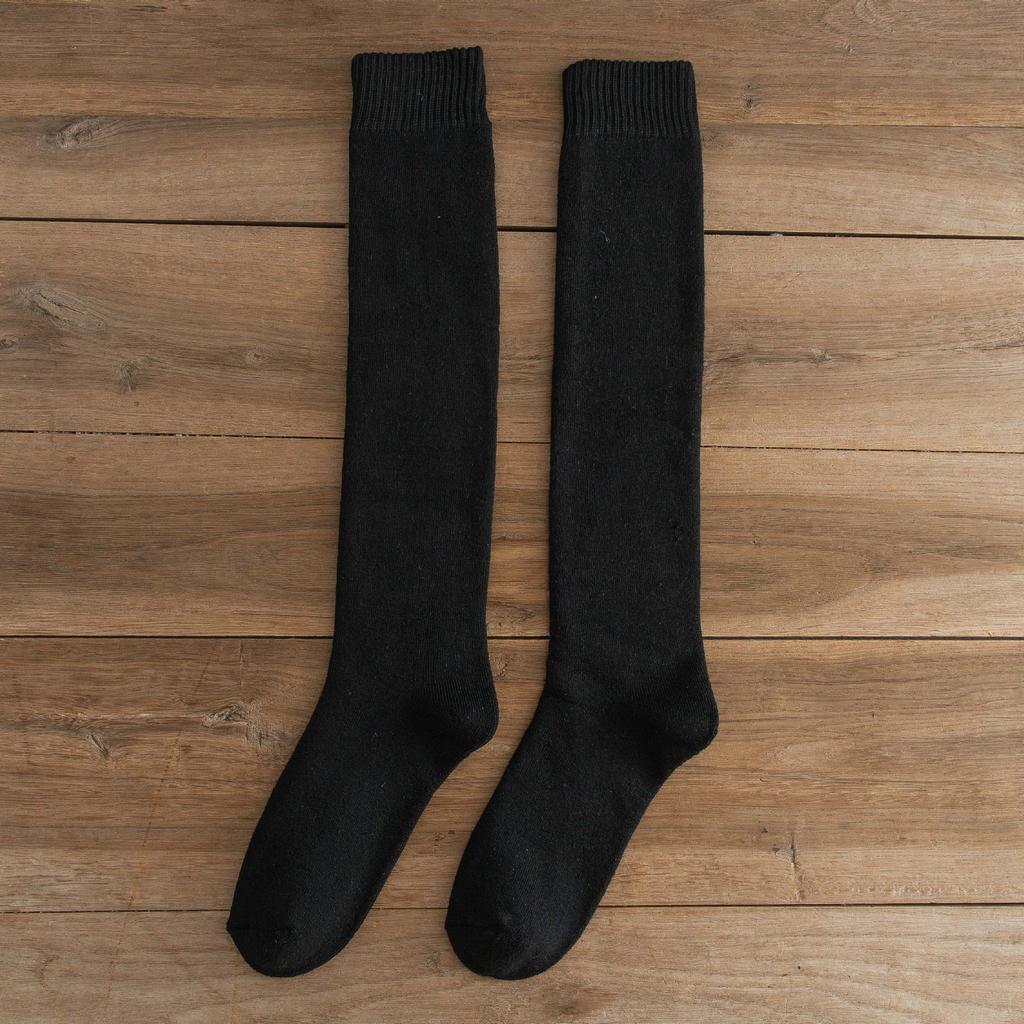 Long Socks Men'S Season Large Size High Tube Calf Socks Winter Piled Thickened Warm Men'S Terry Black Stockings