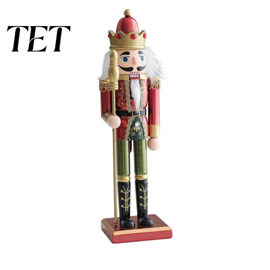 Christmas Fairy Tale Figurine Wooden Nutcracker Soldier Figurine, Handcrafted Solid Wood Tabletop Ornament Vintage for Holiday Desk And Bookshelf