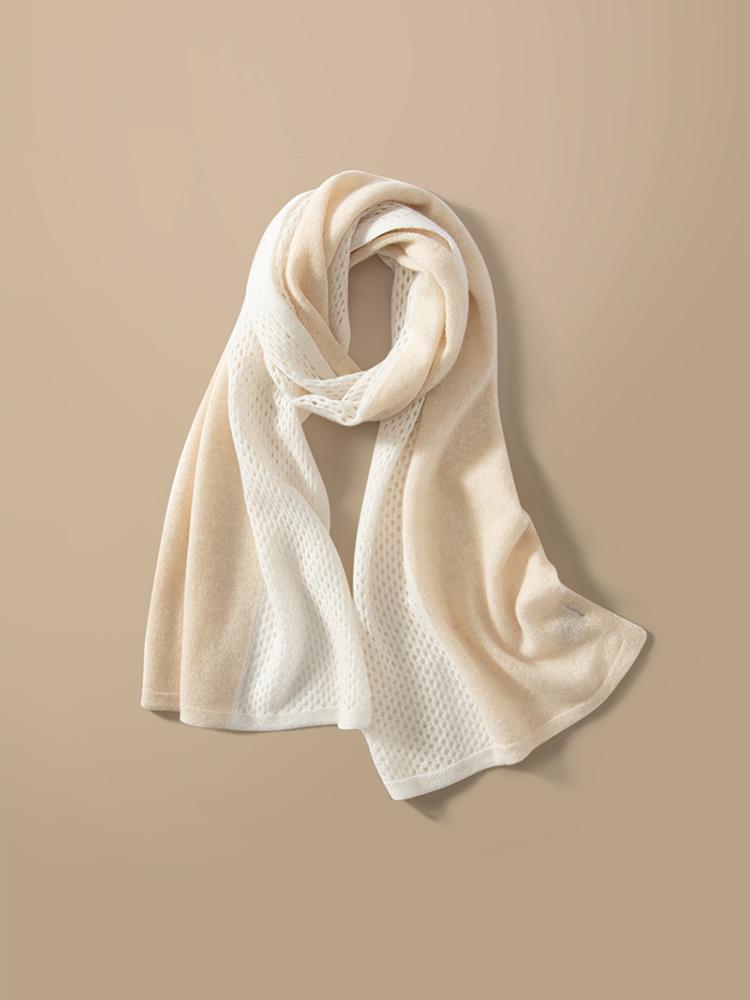 Spring 100% Cashmere Scarf Openwork 2 Tones Patchwork Scarves Shawl Cashmere Women Must Have Light Outer Wraps Autumn 160*35cm