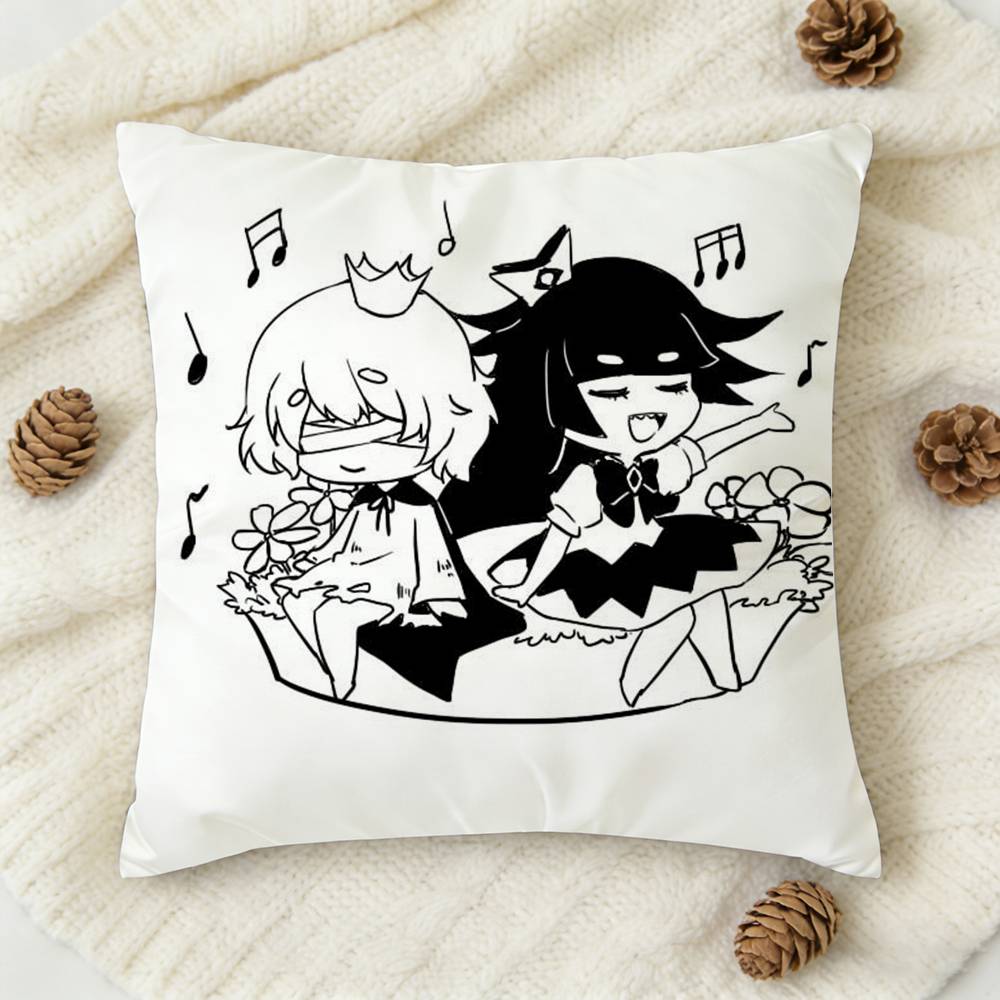L-Liar Princess And The Blind Double-Sided Printed Square Decorative Cushion Cover For Sofa Living Room Home Decor Peach skin 18*18(CM)-1Pcs