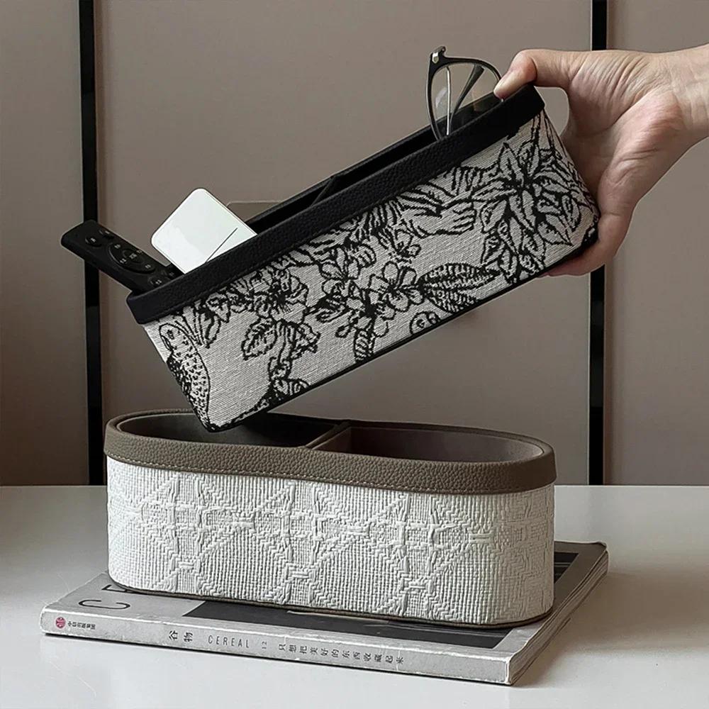 French Retro Leather Storage Box Multifunctional Luxury Home Decorative Desktop Organizer for Living Room