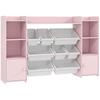 Children's Storage Unit, Toy Storage Shelf, 8 Removable Bins, 140 x 30 x 90 cm, Pink