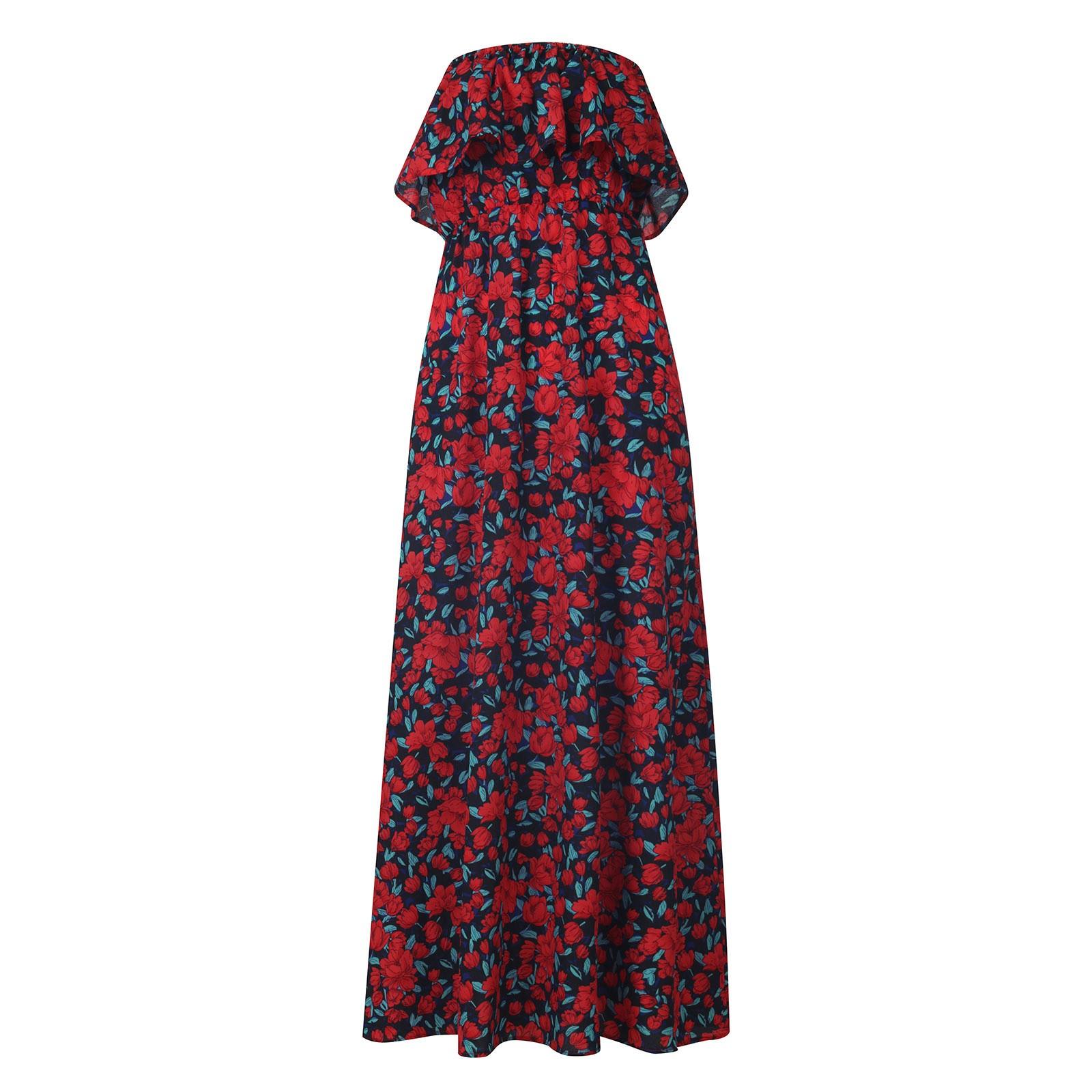 

Довга жіноча сукня в стилі Boho Maxi без бретелей і сексуальна без бретелей S чорний