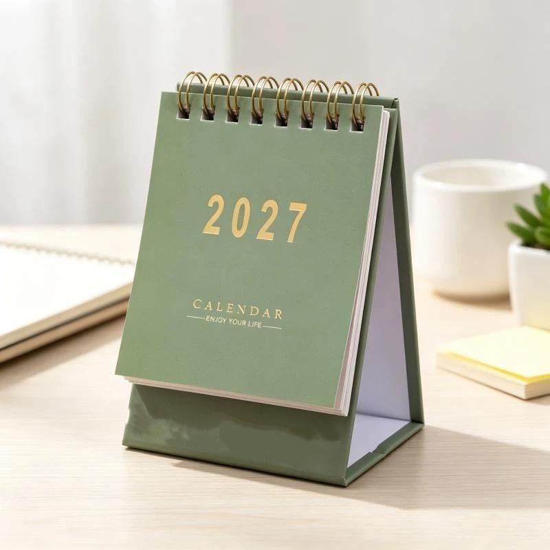 2027 Mini Morandi Color Desk Calendar Compact Size Memo Planner for Home Office Desktop Decoration Daily Reminder
