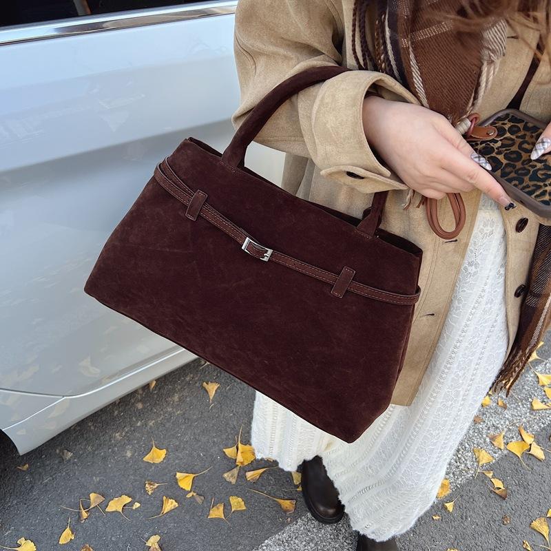 

2025 autumn and winter new fashionable versatile retro matte leather top holder extra large capacity high-end portable shoulder bag 40*15*23