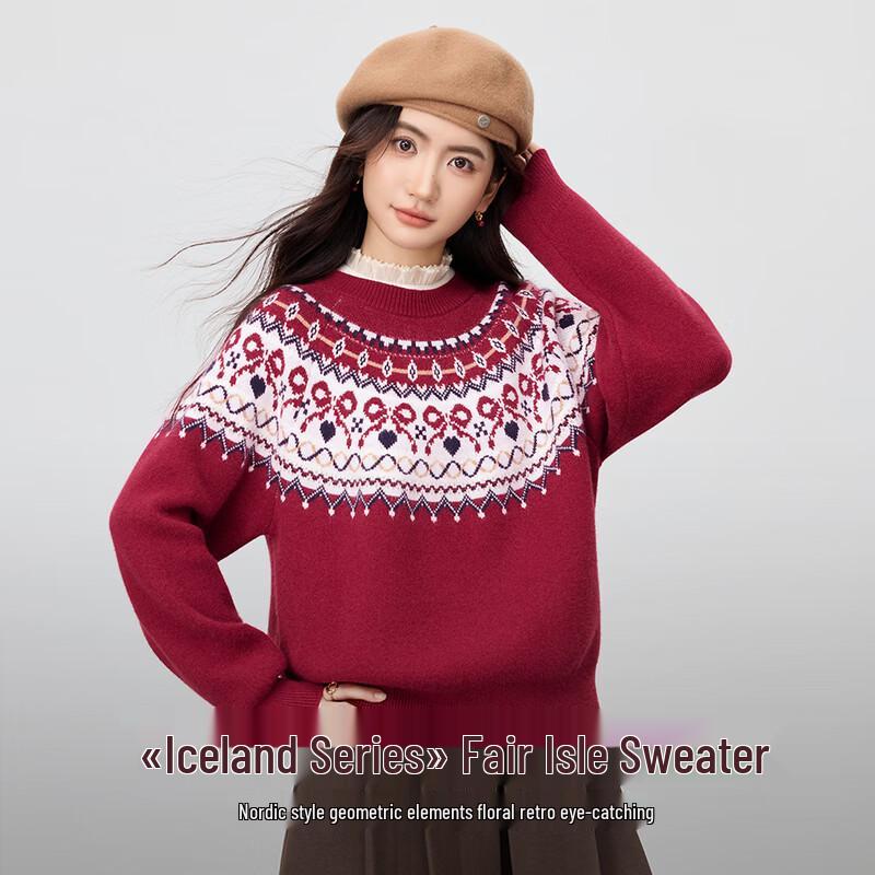 Women's Retro Fair Isle Jacquard Knit Sweater