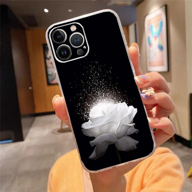 Phone Case For Iphone 17 Pro Max Air 16 15 14 13 Pro Max 15 16 Pro 15Plus Rose In the Dark