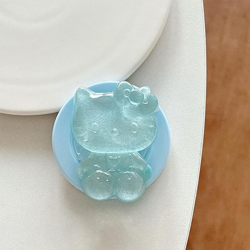 Solid Color Glitter Cartoon Kt Cat Mobile Phone Airbag Bracket Magnetic Attraction Suitable For Magsafe Telescopic Portable Desktop Watching Dramas