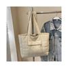(Beige) Large Capacity Fabric Tote Bag Lightweight Trendy Shoulder Purses Lady Shopper Shopping Underarm Bag 2026 Y2K New Women Handbags