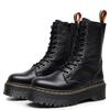 Litchi Pattern European and American Thick-soled 10-hole Locomotive Boots Women's 1490 Side Zipper British Long Boots Muffin Lace-up Tooling Boots