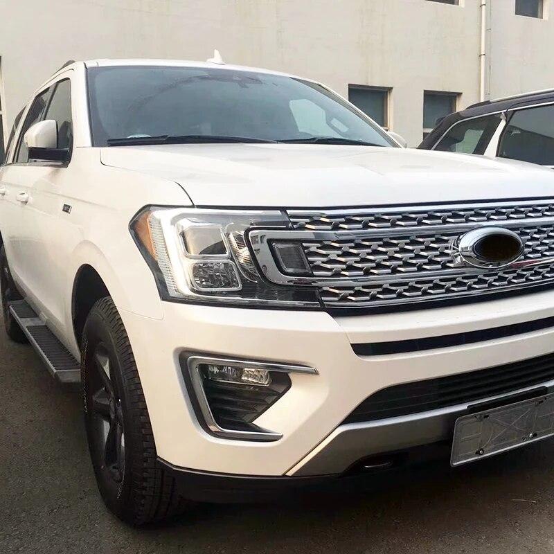 Car Styling ABS Chrome Exterior Front Fog Light Lamp Cover Decoration Sticker Trim 2pcs For Ford Expedition 2018
