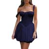 Summer Vintage Backless Sexy Dress Women High Waist Slim Solid Lace Party Casual Dresses Women Fashion A Line Sleeveless Dress Female Clothing 26094