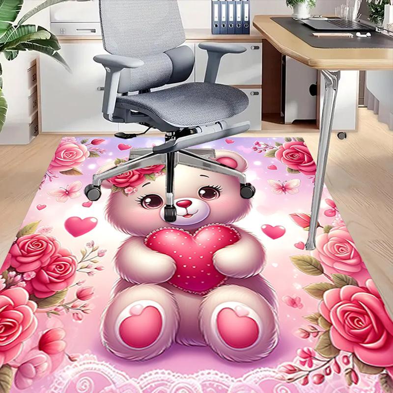1PC Bear Flowers Extra Large Non Slip Floor carpet, Office, family, bedroom Large Area Rug Indoor Rugs, Vibrant Colors