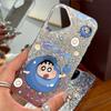Excited Flame - haired Character Case for iphone XS Max 17 Pro 18 Pro Max 11 16 Plus XR 13 12 Air 15 14 Silver Glitter Crackle Background