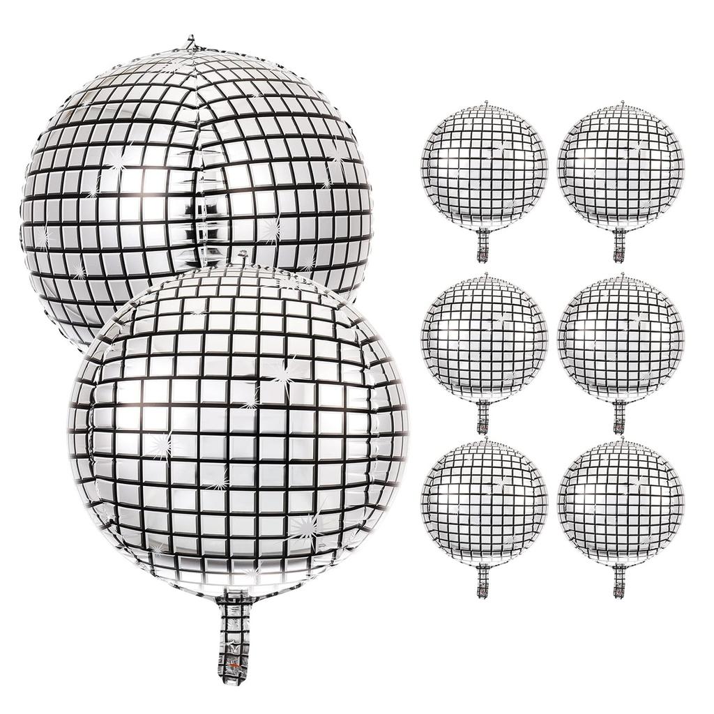 6 Pieces of 22 Inch Laser Disco Silver Lights for Birthday Parties, Roof Decorations, Cool Photos, Floating Balloons