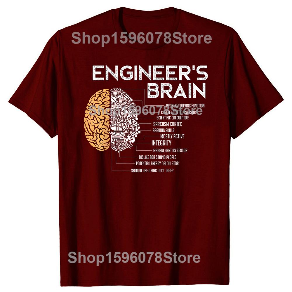 Funny Engineers Brain Graphic 100 Cotton Tshirts Men Fashion Print Tshirt Loose Oversized Streetwear Hip Hop Unisex T Shirt