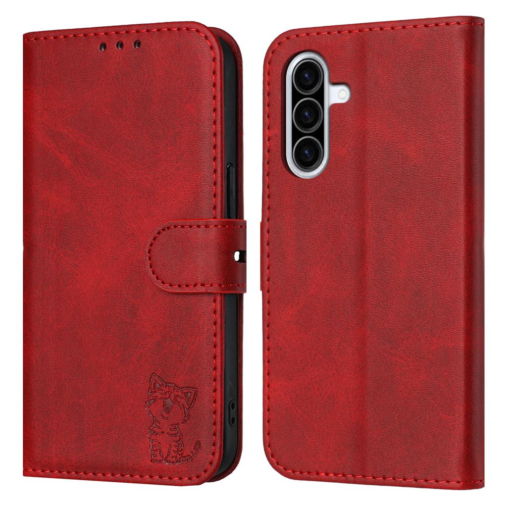 For Samsung Galaxy A17 5G/A26 5G Case Happy Cat Pattern Imprinted Leather Wallet Phone Cover