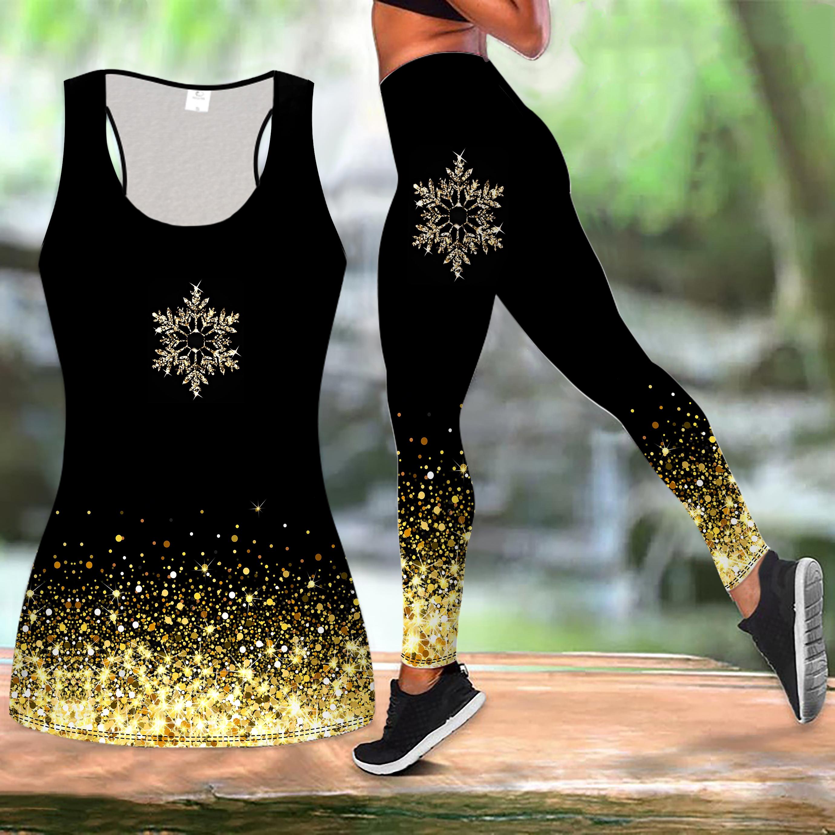 

Christmas Festival Print Yoga Outfit for Women Fashion Workout Leggings Fitness Sports Casual Yoga Set Sports Suit XXL жовтий