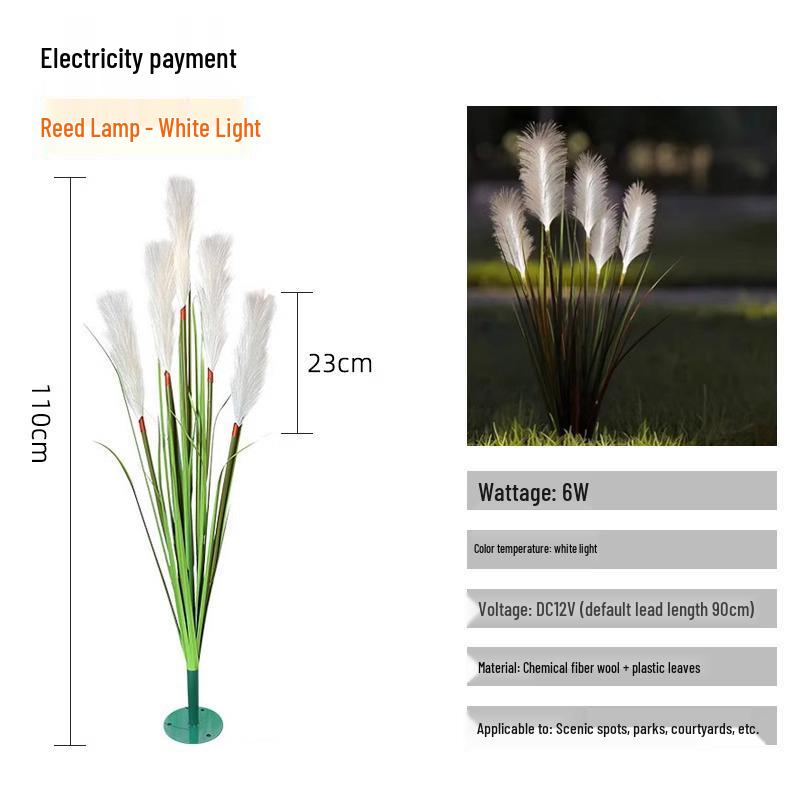 Solar LED Fiber Optic Reed Lamp for Outdoor Landscaping