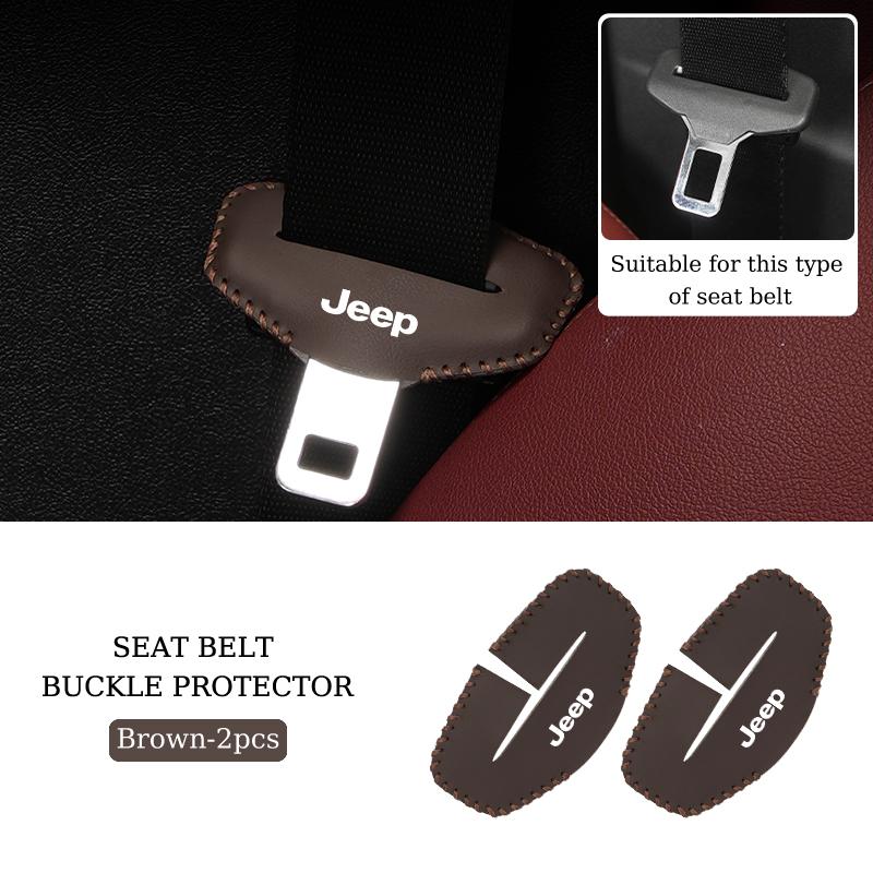 Car Seatbelt Buckle Cover Leather Seatbelt Anti-Scratch Mat Accessories For Jeep Renegade Grand Cherokee Compass Patriot Wrangle AKV1