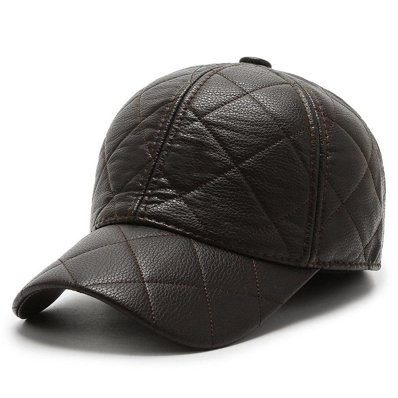 

Шапка Мужская Осенне-зимняя Шапка-ушанка Уличная Повседневная Ромбовидная Бейсболка Среднего и Пожилого Возраста Теплая Шапка Тренд Теплая one size fits all темно-коричневого