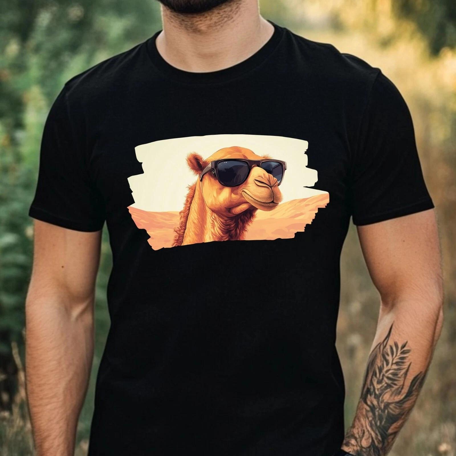 T-Shirt Herren Kamel mit Sonnenbrille Motiv Baumwolle Größe XS bis 5XL XS
