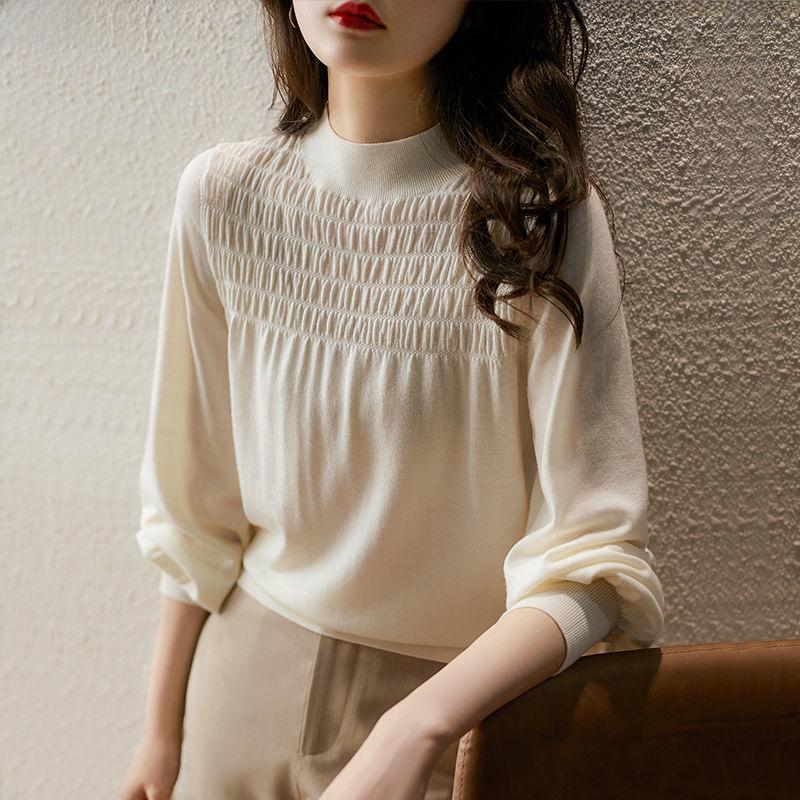 Women's 2025 Spring/Autumn Color Block Knit Sweater – Long Sleeve, Loose Fit, Korean Style