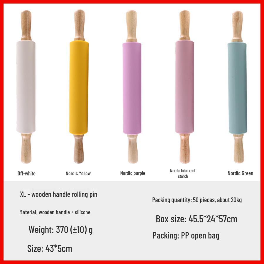 Silicone Rolling Pin Set: Large, Medium & Small with Wooden Handles, Silicone Mat, Dumpling Dough Tools & Hammer
