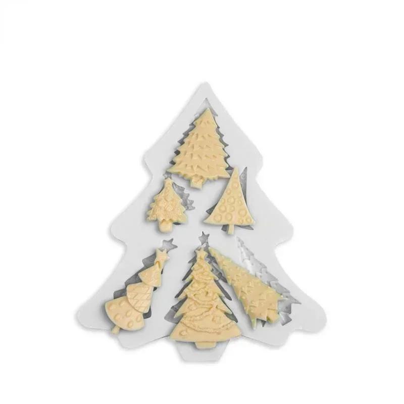 Chrsitmas Series Creative Silicone Molds Xmas Tree Shape DIY Cake Mold Candy Craft Chocolate Biscuits Reusable Baking Tools