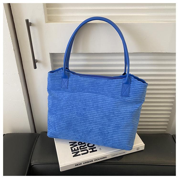 Gas große Kapazität Cord einfarbig Streifen Samt einfarbig neue Mode lässig tragbar Schulter Achsel Damen Tasche