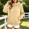 Women's Loose Fit Half Zip Hooded Pullover Sweatshirt Long Sleeve