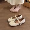 Mary Jane Shoes Women's Spring and Summer French Small Leather Shoes Soft-soled Flat-soled Grandma Shoes Ladyshoes Evening Breeze Gentle with Skirt Si