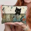 Black Cat Floral Zipper Pouch - Durable, Fade-Resistant Cosmetic Bag, Gift for Sisters, Friends, Cat Lovers | Vibrant Design