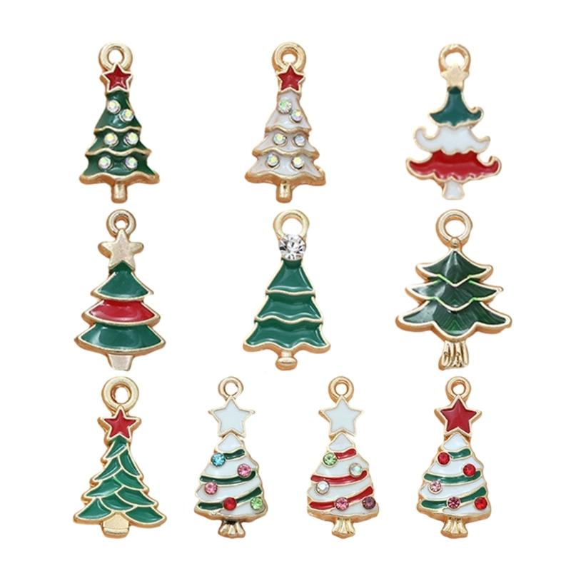 Christmas Enamel Charms for Jewelry Making, Mini Christmas Tree Pendants Charm for DIY Necklace Bracelet Earrings Making