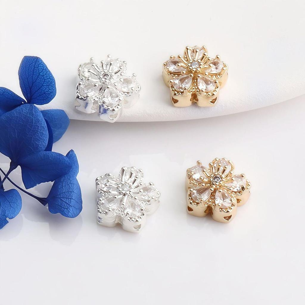 14K Gold-filled Color-preserving Zirconia Butterfly & Flower Spacer Beads for DIY Jewelry